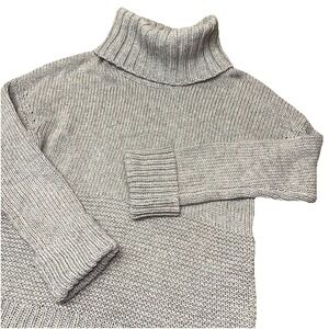 Gap Icon Stitchy‎ Turtleneck Sweater Lt Heather Grey Knit Wool Blend Women's XS